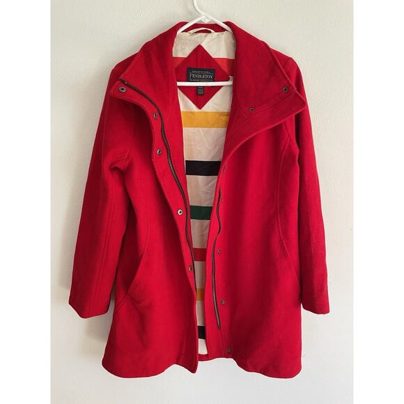 Pendleton Womens Cascade Wool Jacket Coat Red Size Small NWOT Zipper Snaps - Picture 3 of 11